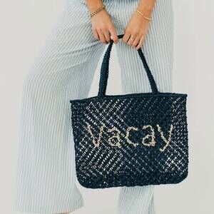 NEW PRETTY SIMPLE women's sandbar carryall summer tote bag in navy (vacay)